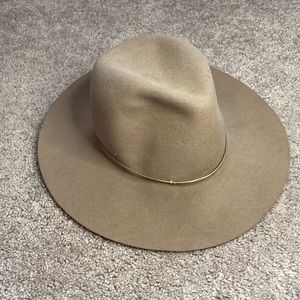 Janessa Leone Wool Felt hat, tan felt with gold band